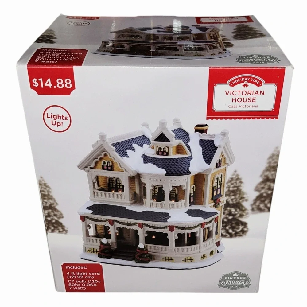 Holiday Time Victorian House Christmas‎ Village 2016 Light Up Building w Box